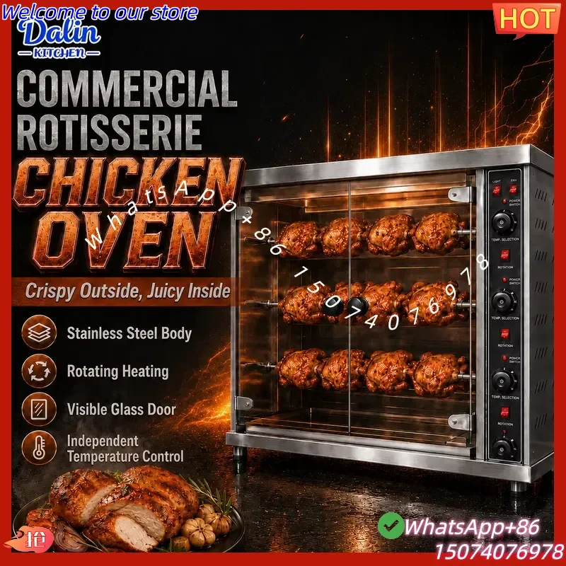 2026 Countertop Electric Rotisserie Oven Commercial Chicken Grill Machine Automatic Rotary Poultry Roaster BBQ Equipment