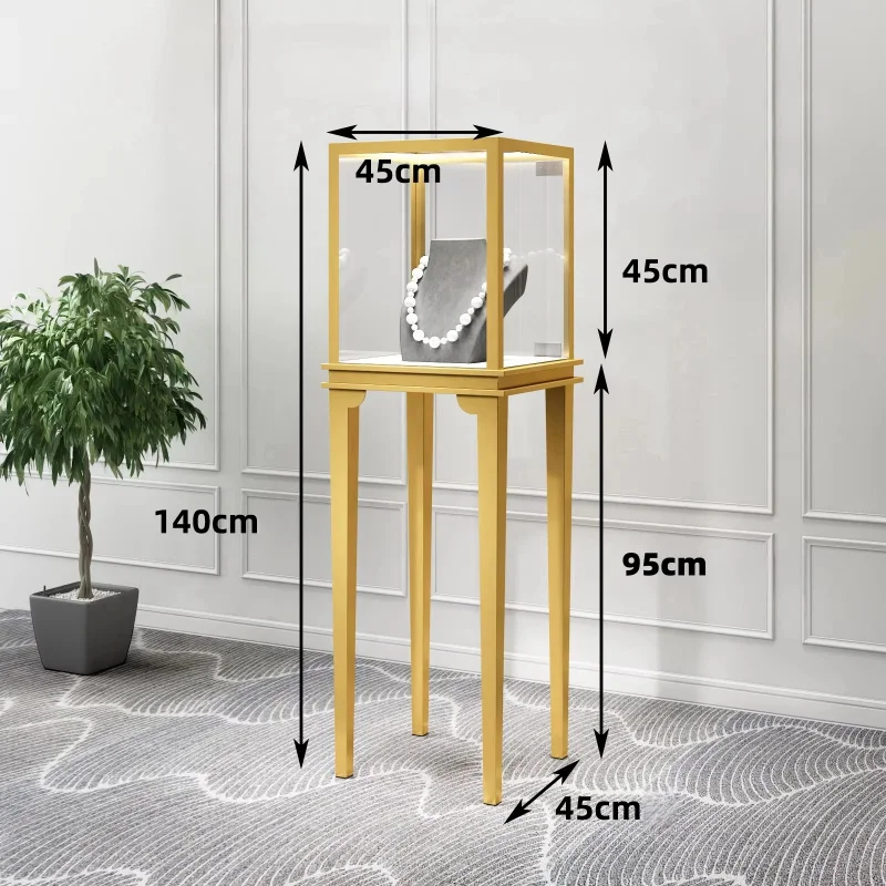 custom.Top-class luxury showroom counter stainless steel furniture glass jewelry display display cabinet with LED lig