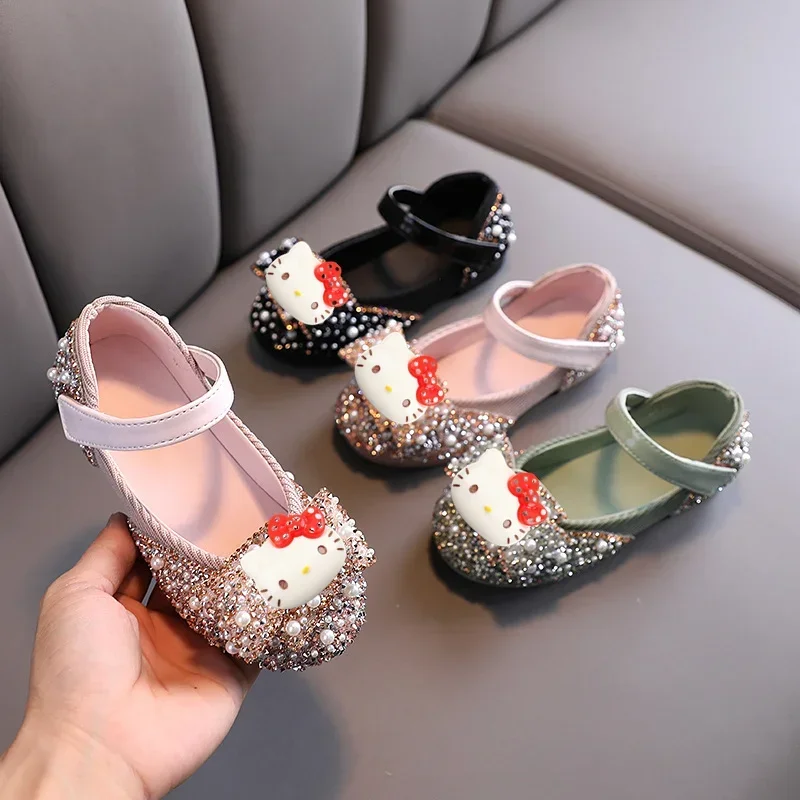 Sanrio kuromi Bow Children Dance Performance Shoes Spring Autumn hello kitty Girls Sandals New Casual shoes