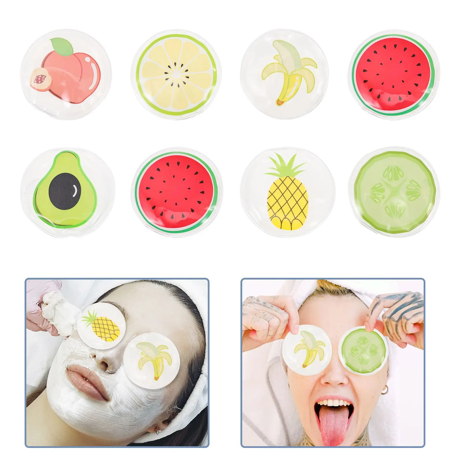 8Pcs Gel Ice Pack Ice Eye Patches Fruit Pattern Eye Ice Packs Summer Cold Therapy Eye Pads Eye Cold Treatment Pack Pains Relief