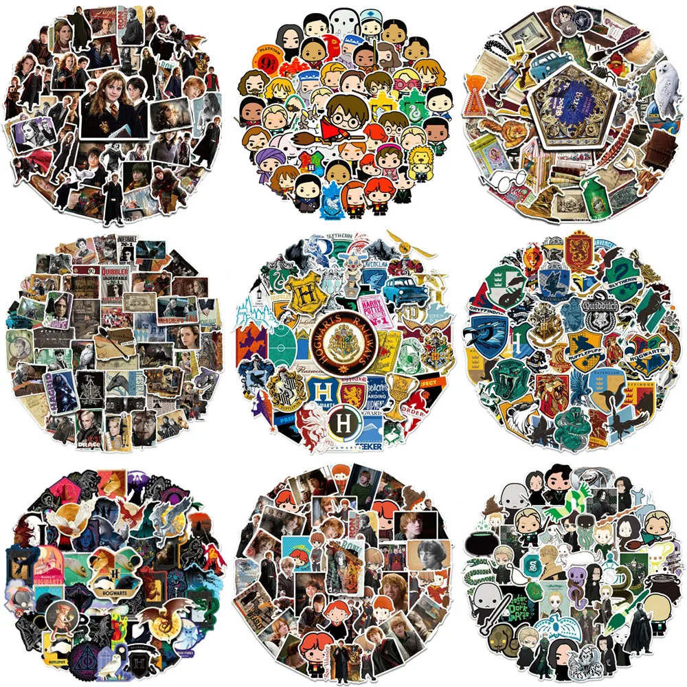 Conjunto de 50 Adesivos Originais Harry Potter, Adesivos à Prova d'Água para Telefone, Laptop, Scrapbook, Mala, Festa, Cosplay, Decalques, Brinquedos e Presentes