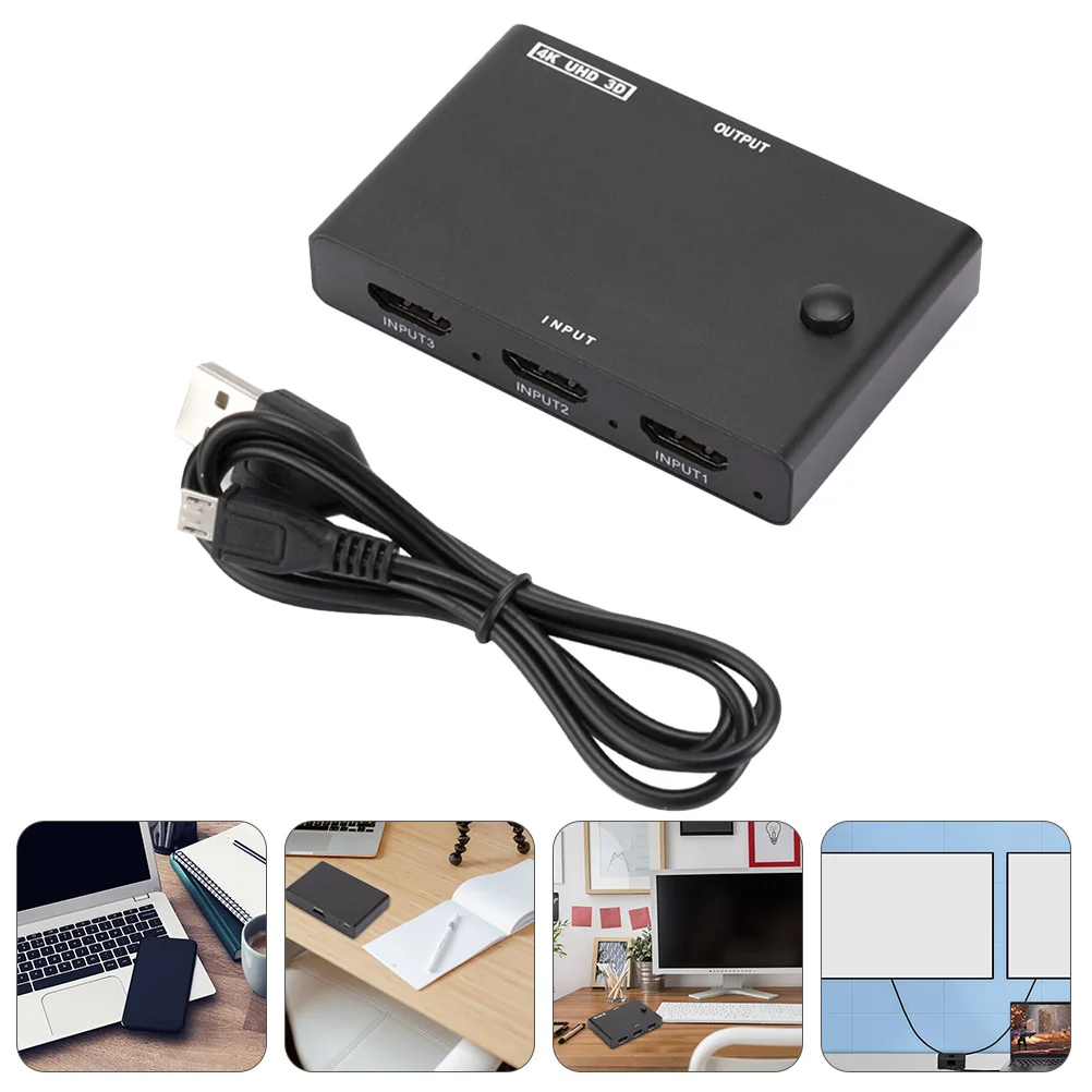 

3 in 1 Out Video Selector 4K Video Splitter Converter Box for Monitor Projector Game Console Laptop
