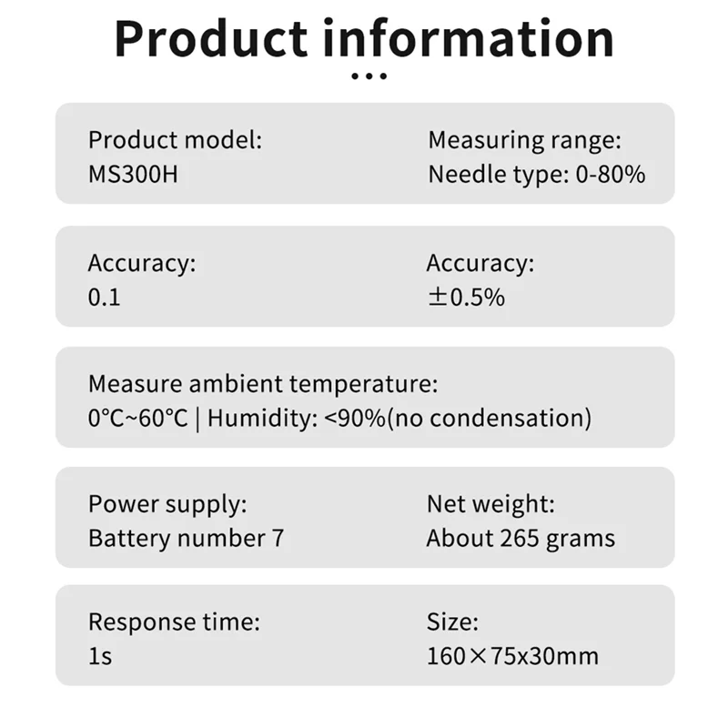 AS94-MS300H Portable Hay Moisture Meter With Probe For Hay Bale,Cereal Straw,Forage Grass,Leymus Chinensis Humidity Tester