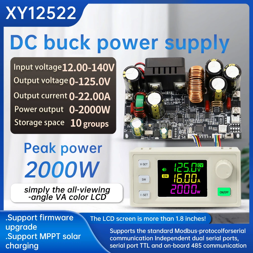 XY12522 22A/2000W Adjustable Current Stabilized Voltage Base Constant Voltage Current Step-down Module DC12-14V Power Supply