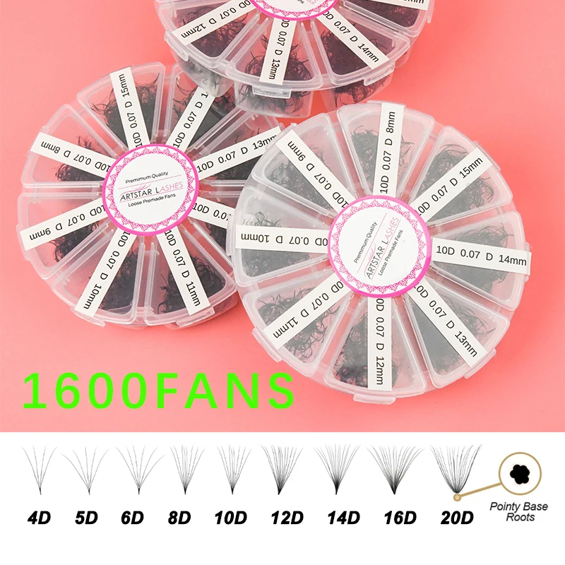 1600Fans Mix Length Pointy Base Lash 4D-20D Premade Volume Loose Fan Eyelash Extension False Individual Lashes