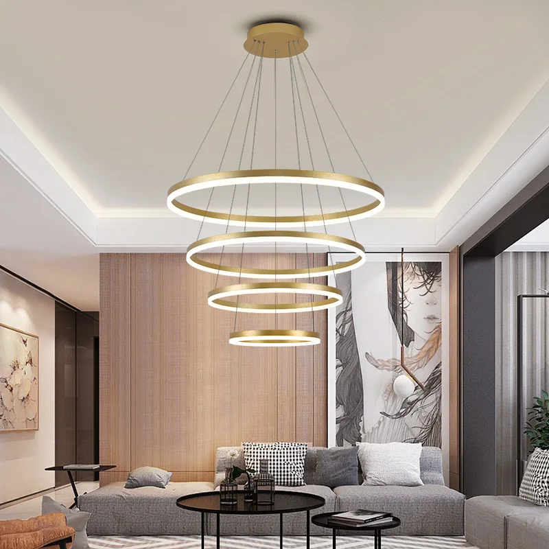 Moderne 5 Ronde Ring Led Plafond Kroonluchters Voor Woonkamer Eetkamer Trap Hanglamp Huis Decore Verlichtingsarmaturen