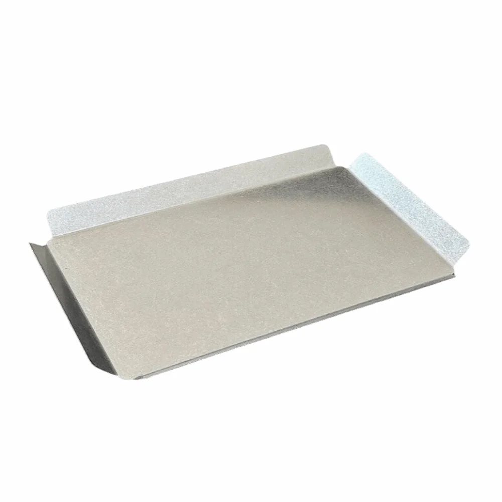 Plateau de service en acier inoxydable épaissi, résistant à la rouille, gris neige, assiette décorative robuste pour le stockage et le service de desserts.
