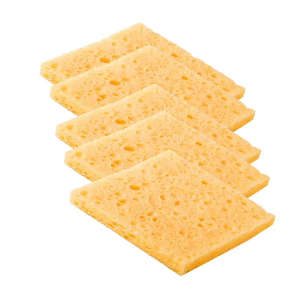 Effective Cleaning Solution with High Temperature Resistant Sponge for Electric Welding Soldering Iron Yellow Color 5Pcs Pack