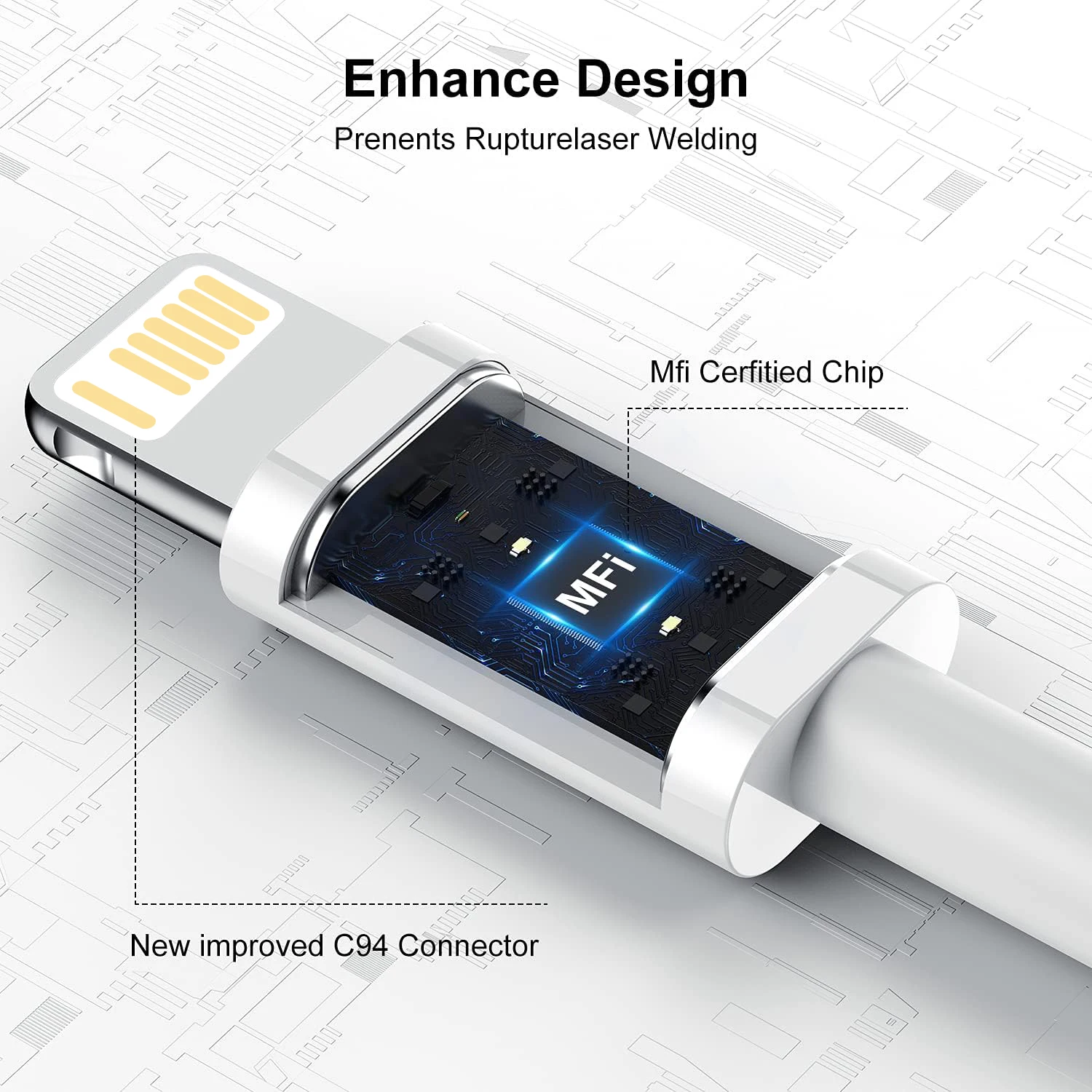2 حزمة USB A إلى كابل البرق 2.4A سلك شحن سريع آيفون 14 13 12 11 برو ماكس XR XS X 8 7 6 لابل MFI معتمد