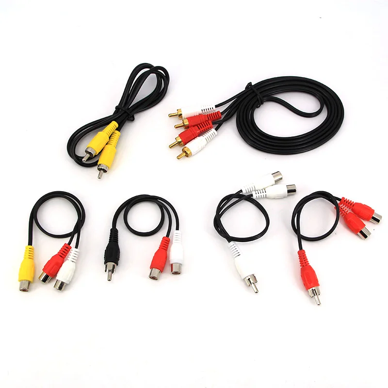 2 разъема RCA «папа» на 2 разъема RCA «папа» «мама» 2RCA Разветвительные кабели для аудио/видео удлинителя Красный и белый шнур
