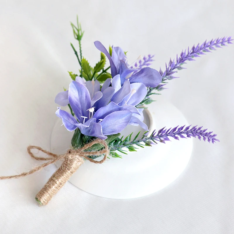 1pc Lilac Flower Boutonniere for Men for Wedding Purple Groom Groomsmen Boutonniere Ceremony Anniversary Formal Dinner Party image 5