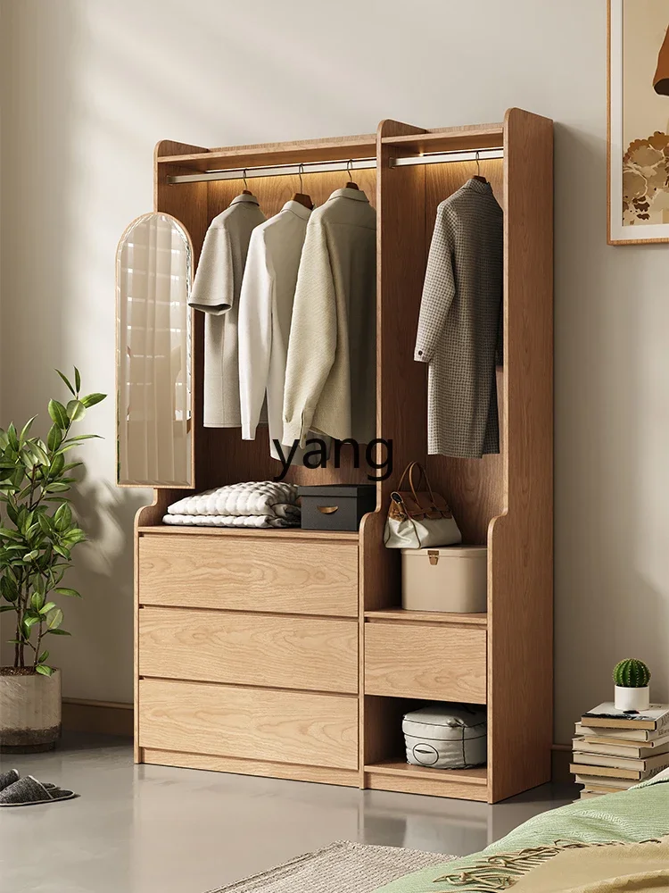 LMMbedroom floor-to-ceiling hanger simple modern log color multi-functional bedside small wardrobe combination