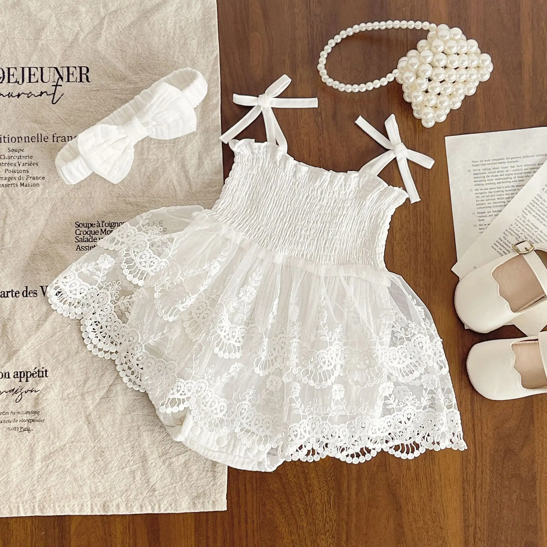 

Baby Summer Sweet Lace Rompers Korean Fashion Newborn Outing Climbing Clothes 2025 Summer New Baby Clothes