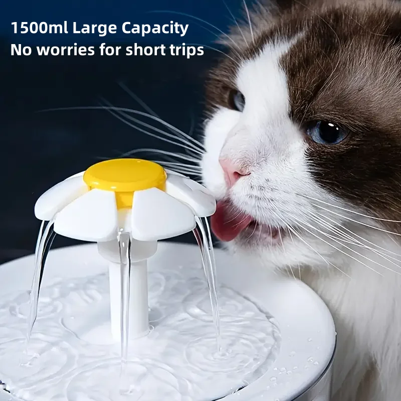 Katzen-Trinkbrunnen, 1,2L Zirkulierender Haustier-Wasserspender, USB-Betrieben, Geräuscharm, mit Filterschaum für Katzen und Kleine Hunde – Detail 4