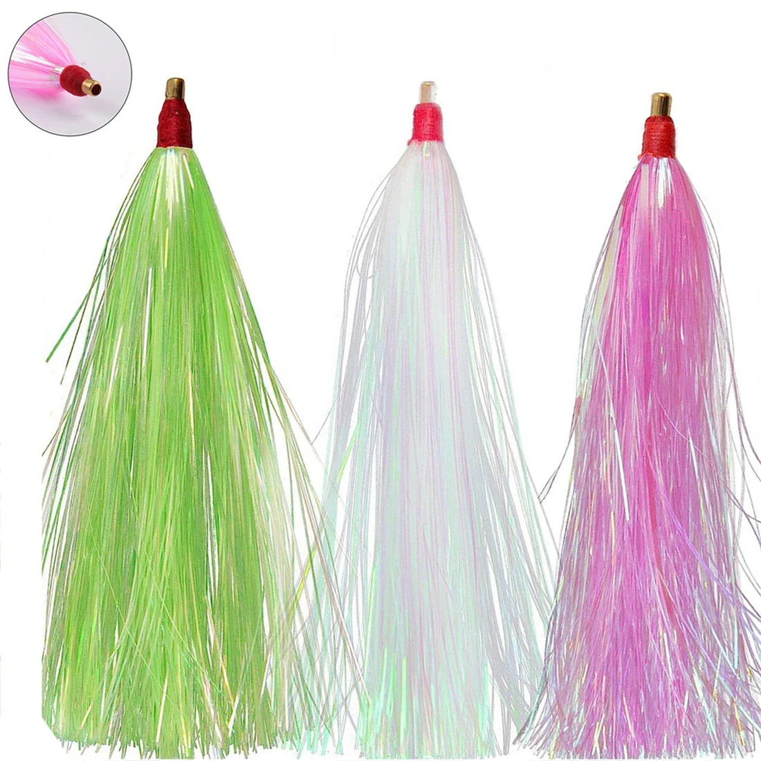 

100~600Pcs Fishing Mylar Teaser bait Bucktail jig flash line Fishing lures Flounder Bait rigs Bass Fly Fishing Bait Accessories