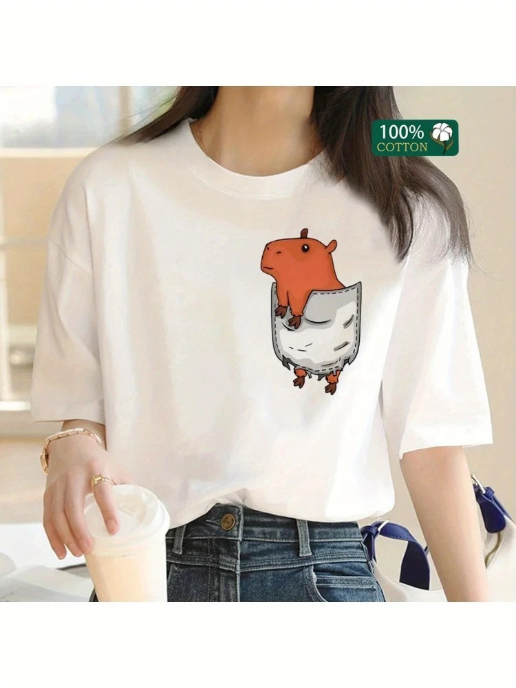 

Ladies' Short Sleeved Cute Animal Print Casual Street Style Top Round Neck T-shirt Casual Dress Fashion Pattern