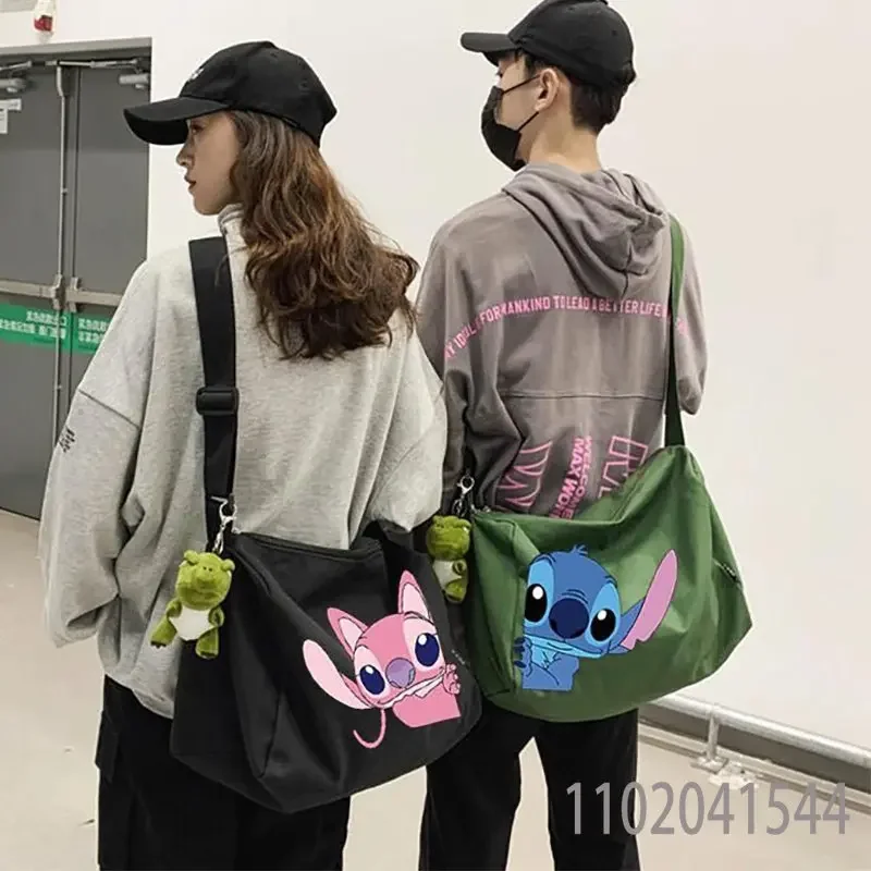 Disney Canvas Crossbody Bag for Men Women Cartoon Stitch Pattern  Large Capacity Shoulder Bag Durable Casual Handbag Luxury