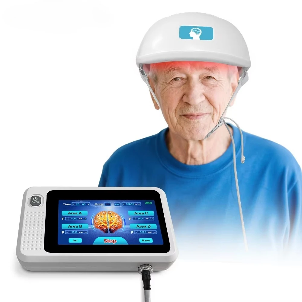 Dawfek 810nm Photobiomodulation Brain Physiotherapy Helmet 448 Diodes Brain Stimulation Cap for Neurological Disorders Epilepsy