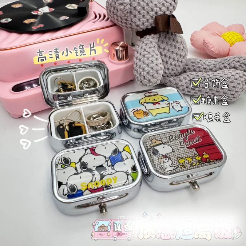 Snoopy Anime Cartoon 8 Grid Pill Box Kawaii Cute and Small Portable Sealed Moisture-Proof One Week Sorting Storage Medicine Box