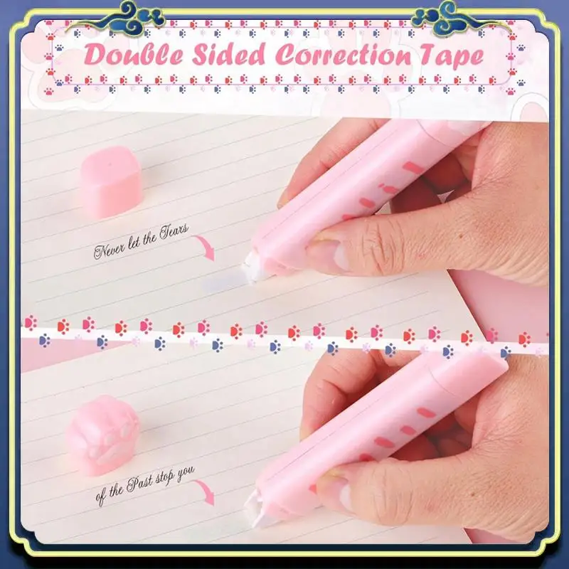 

Portable Cute Cat Paw Stationery Set, 6 Pcs Kawaii Cat Stationary Kit Pencil Sharpener Retractable Eraser Correction Tape Ruler