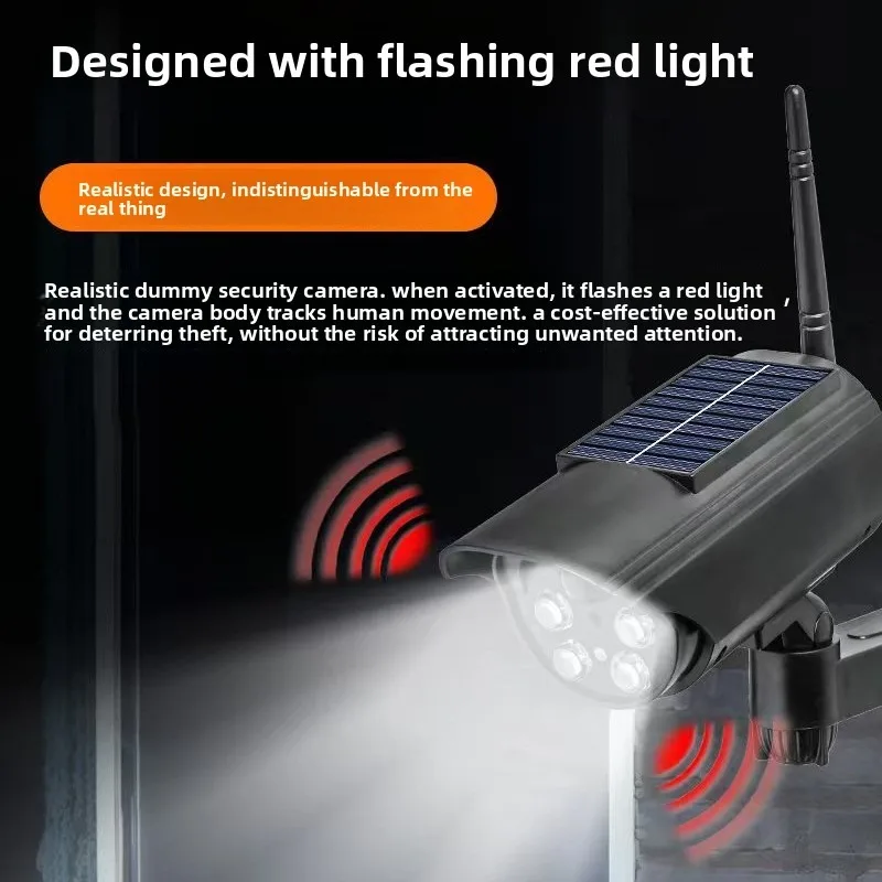 Nieuw licht op zonne-energie, draaibaar gesimuleerd bewakingslicht met camera, antidiefstalverlichting, buitentuinlicht, waarschuwing