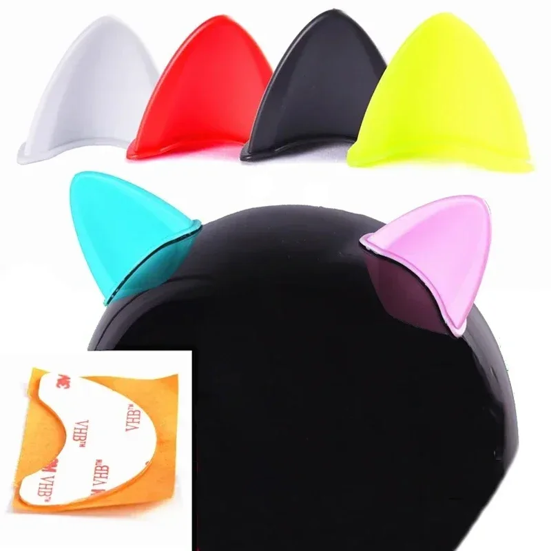 

New Cute Cat Ears Helmet Decoration Motorcycle Electric Car Helmet Styling Double-sided Stickers Decor Helmet Accessories Tools