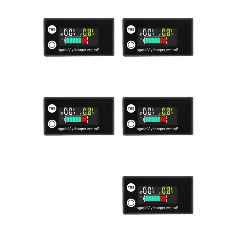 T21C 5X Battery Voltmeter DC 8-100V Capacity Indicator Power Meter Lithium Lifepo4 Lead-Acid Cell 12V 24V 48V LCD Screen D