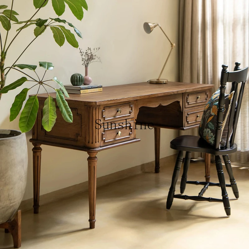 French retro writing table simple modern home black desk