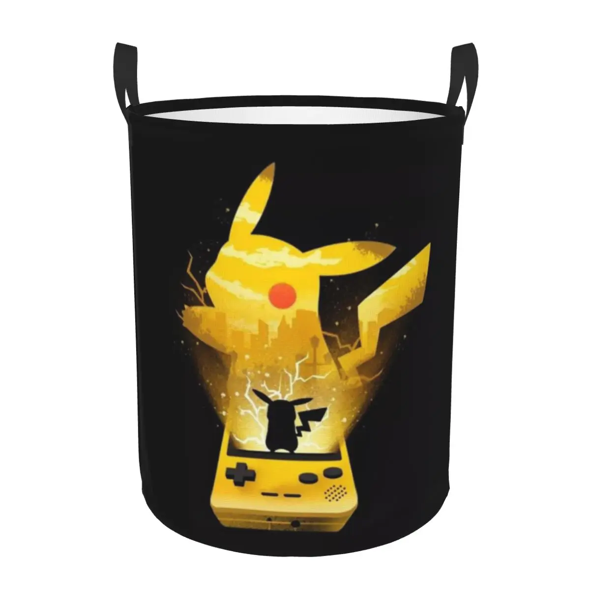 Custom P-Pikachus Play Game Laundry Basket Foldable Toy Clothes Hamper Storage Bin for Kids Nursery