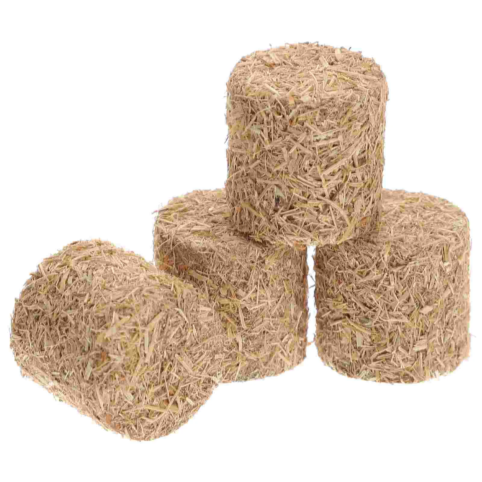 4 Pcs Mini Haystack Model Outdoor Decor Yard Home DIY Sand Table Wood Garden Ornament Bales Office