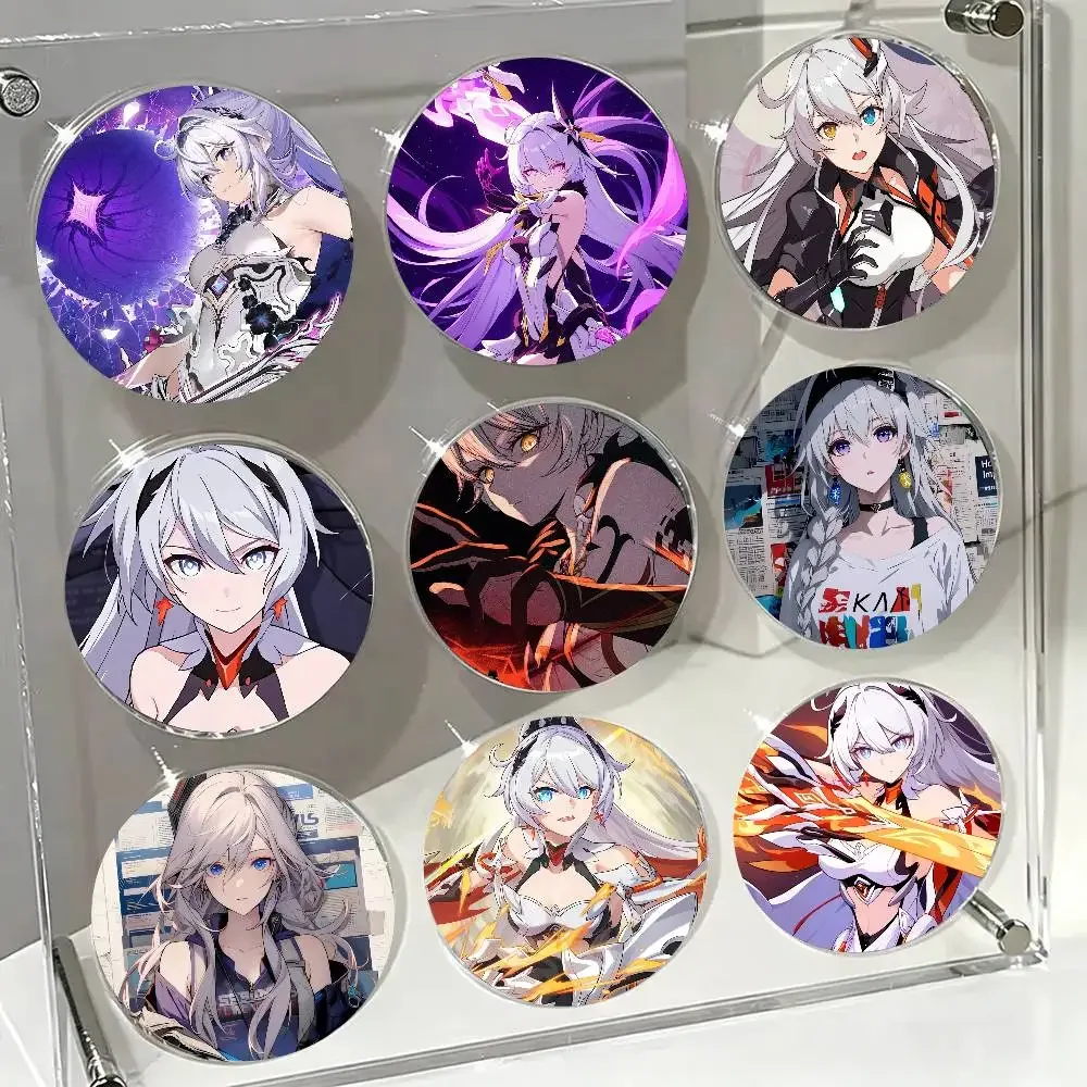 Kiana Kaslana Anime Game Honkai I-Impact 3 Badge Tinplate Meme Round Brooch For Hat Bag Creative Lapel Jewelry Accessories Gifts