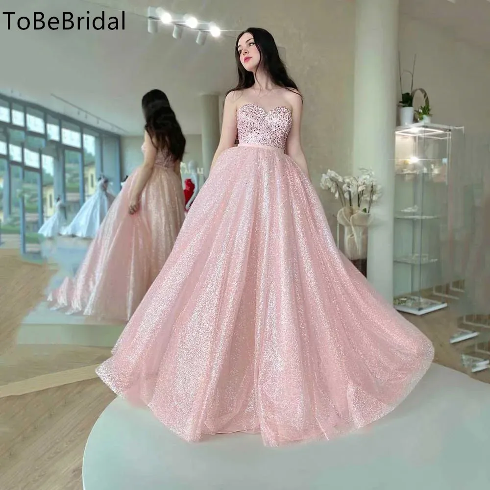 

ToBeBridal A-Line Prom Dress Shiny Sheer Sweetheart Long Graduation Evening Gowns Shiny Elephant Party Dresses For Women 2024