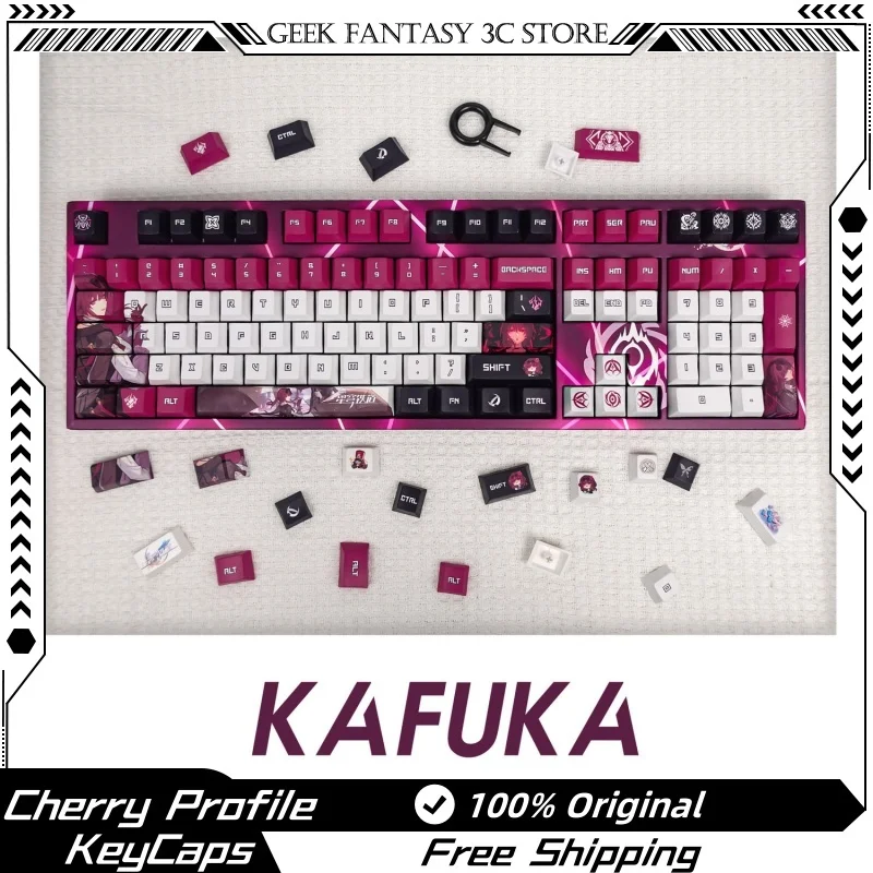 New Honkai Starrail Kafuka Themed Keycap 120 Key Cherry Profile Pbt Thermal Sublimation Mechanical Keyboard Anime Game Keycap