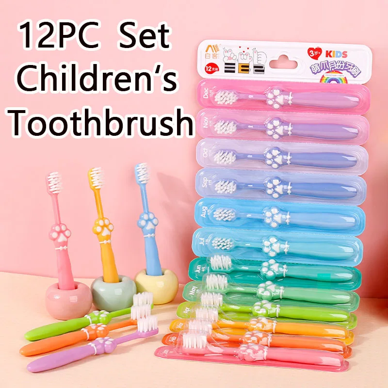 Cute Claw Children's Toothbrush Month Toothbrush 12 Color Soft Fur Macaron Kids Nursing Toothbrush Deep Cleaning Gum Oral Health