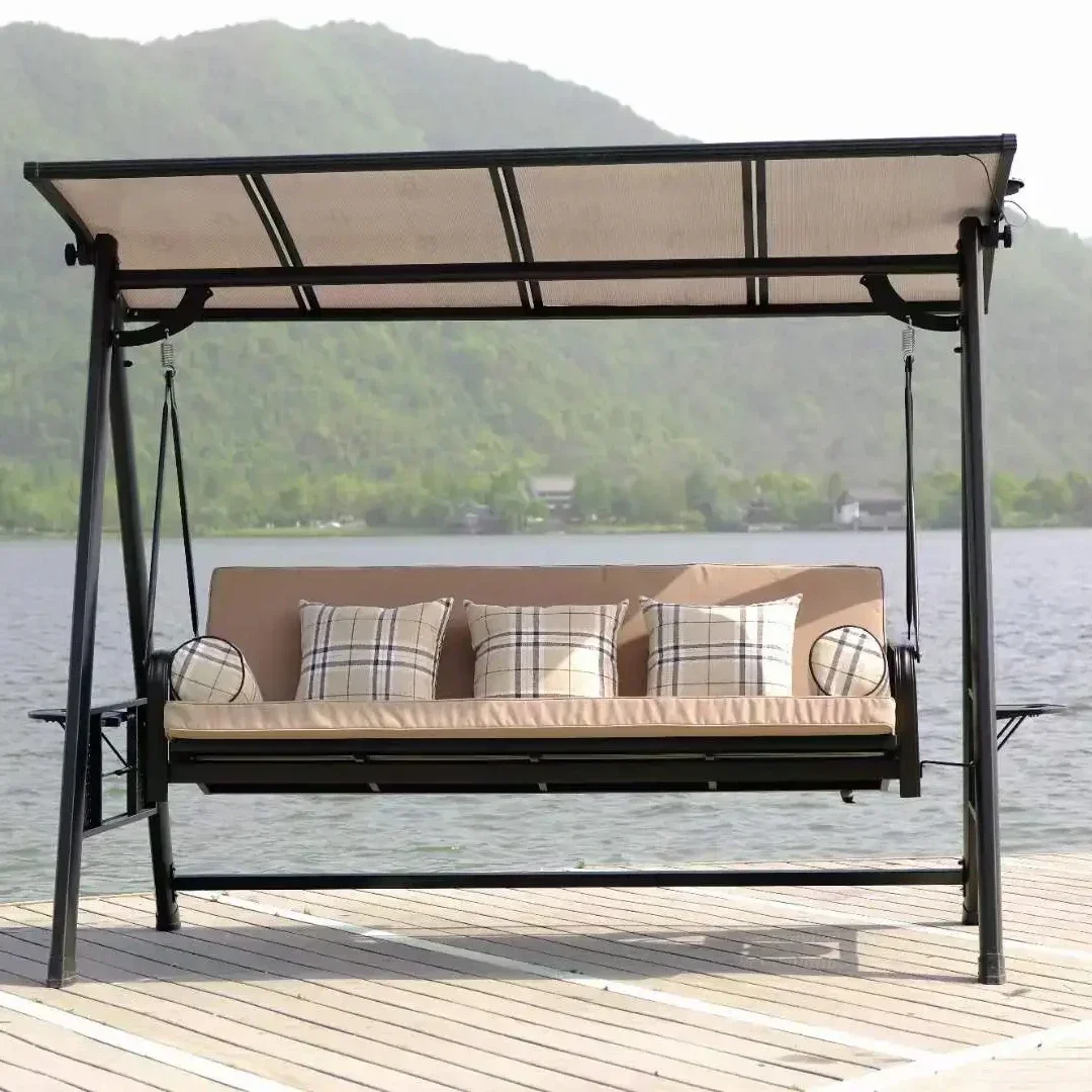 Outdoor furniture Swing Chair Garden Patio Balcony 4 Seater Roof Outdoor Metal Patio Swings Bed