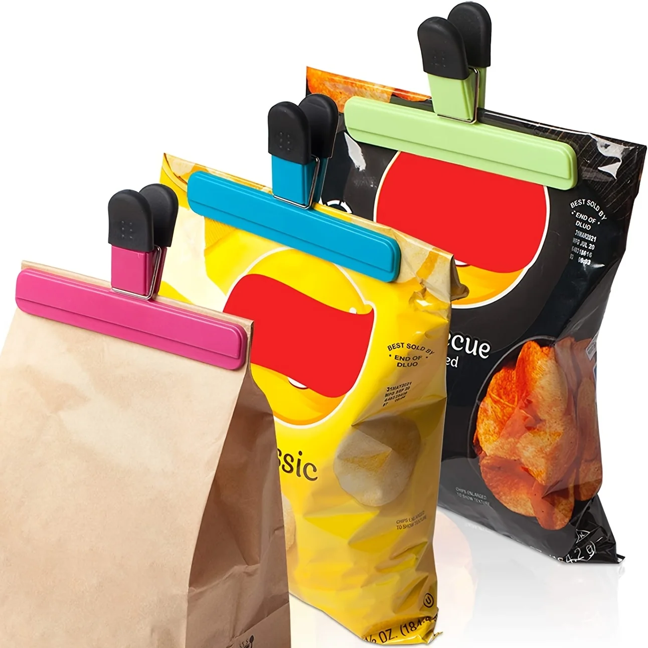 6-Pack of Large Sealing Clips in Random Colors, Document Folders, Food Sealing Clips, Snack Clips, Tea and Milk Powder Bag Sealers, Household Moisture-Proof Sealing Clips in Various Sizes