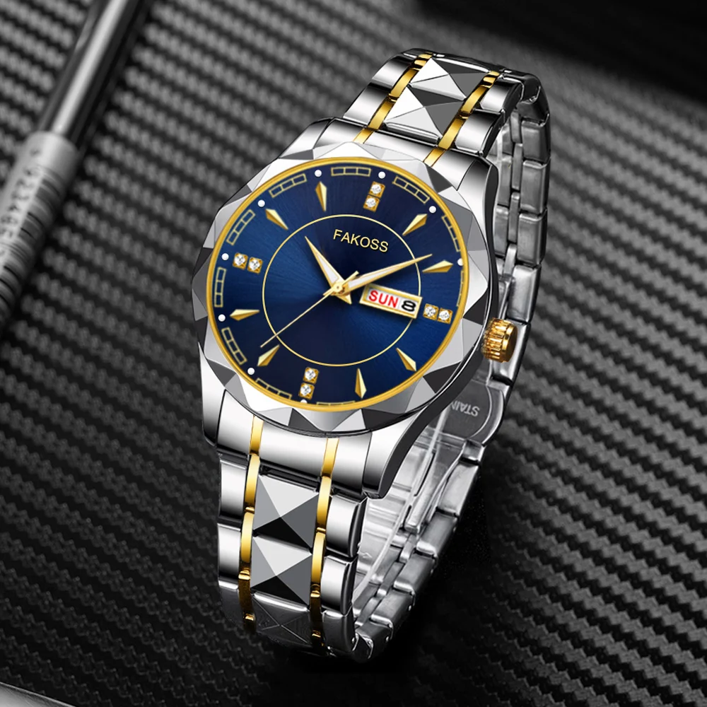 WWOOR Luxury Men Quartz Watch Waterproof Date Week Luminous Watch Stainless Steel Men's Watches Male Clock Sports Reloj Hombre