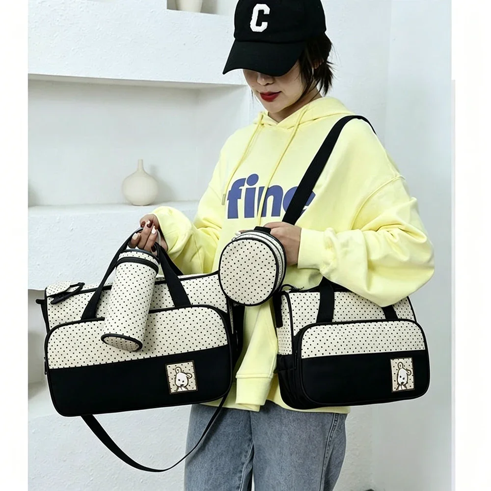 5Pcs Diaper Bag Set Large Capacity Multifunctional Baby Tote for Travel Breastfeeding