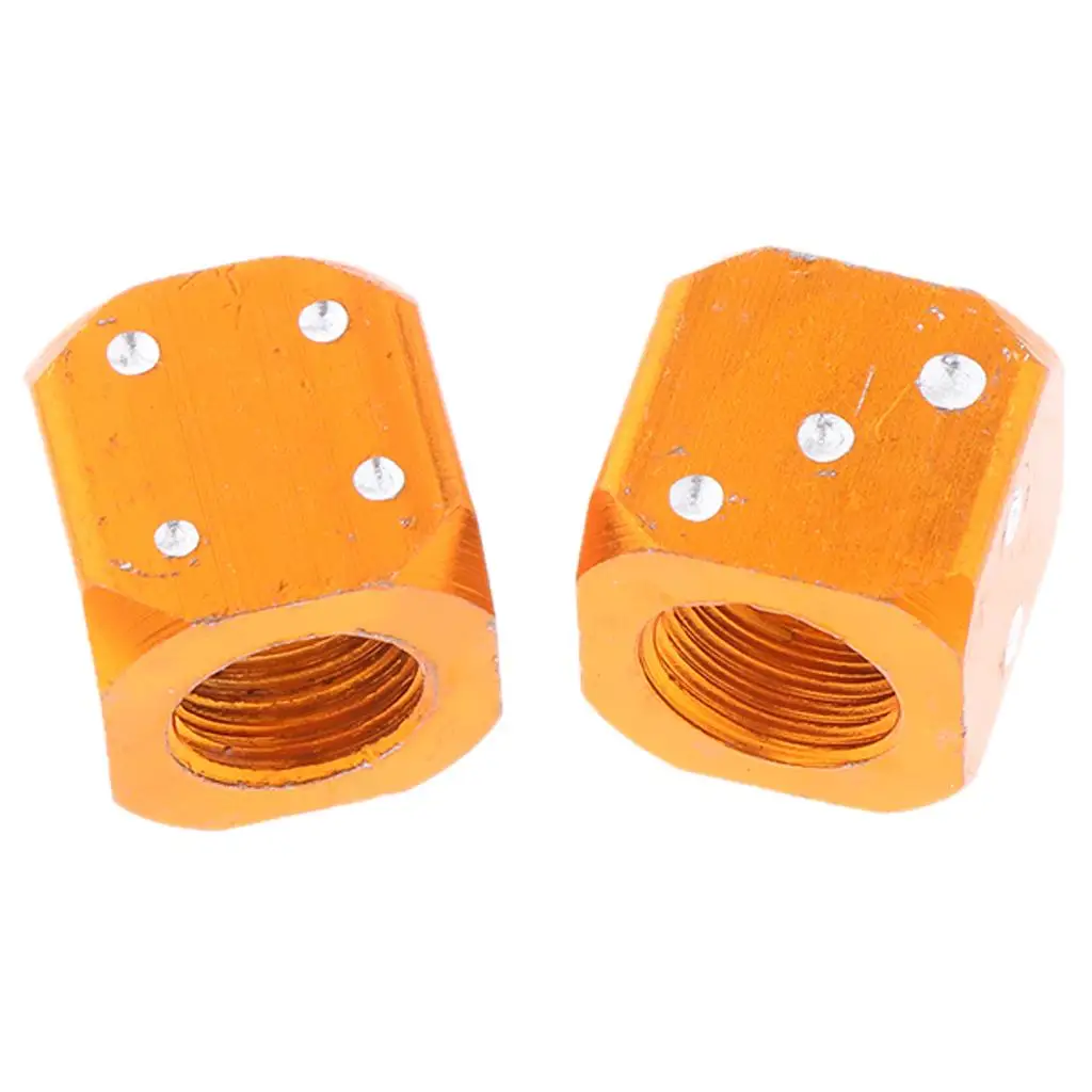 2x Orange Dice Cube Tire/Wheel Stem Air Valve CAPS Covers car truck