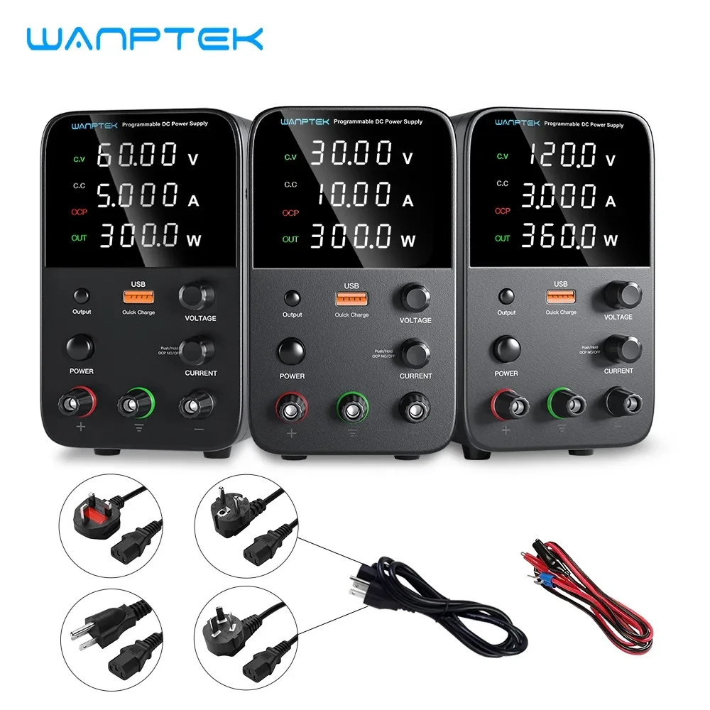 Wanptek 30V 10A Laboratory DC Power Supply 60V 5A 120V 3A Encoder Adjustment Voltage Current Power Supply 110V /220V