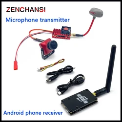 Over 20Km Range 5.8Ghz 2W FPV Transmitter and CCD 2000TVL fpv camera with EWRF FPV Receiver Video Downlink OTG Android Phone