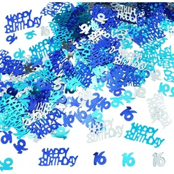 Digital Birthday Anniversary Party Confetti, Blue and Silver Confetti for Birthday Anniversary Table Decorations Party Supplies