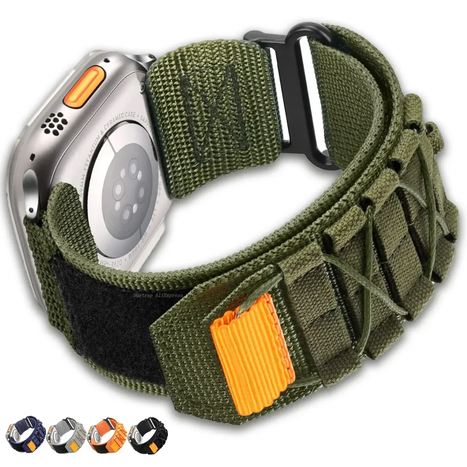애플 워치용 루프 나일론 스트랩, 울트라 밴드 49mm 45mm 44mm 전술 팔찌, 아이워치 시리즈 8 7 5 4 SE 6 3 42mm 38mm 40 41mm  Best5