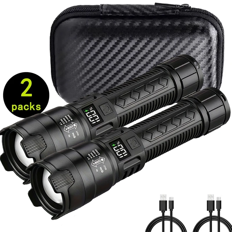 High Strong Power Led Flashlights Tactical Flash Light Torch Ultra Bright Lamp USB Charging Camping Fishing Defensa Zoom Lantern