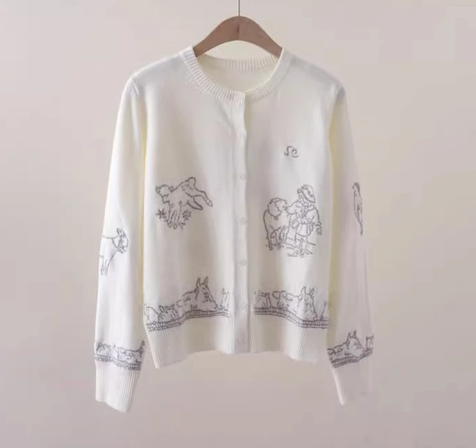 

Embroidery Vintage Knit Cardigans Long Sleeve Autumn Fashion sweaters