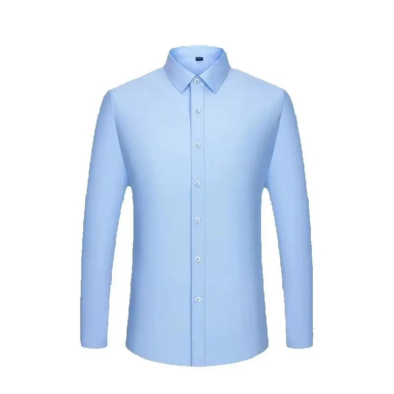 High-end 45% Bamboo fiber 46% Polyester Office Long Sleeve Men Shirt short sleeves gray Blue White Shirt Men Long Sleeve Casual