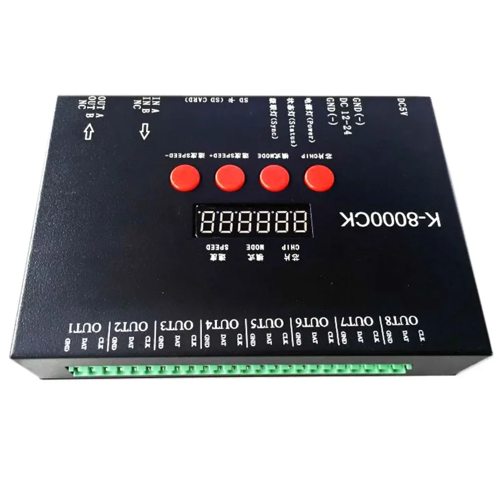 led pixel controlador de cartao sd t9000 versao atualizada off line8192 pixels controlados saida de sinal spi k8000ck 01