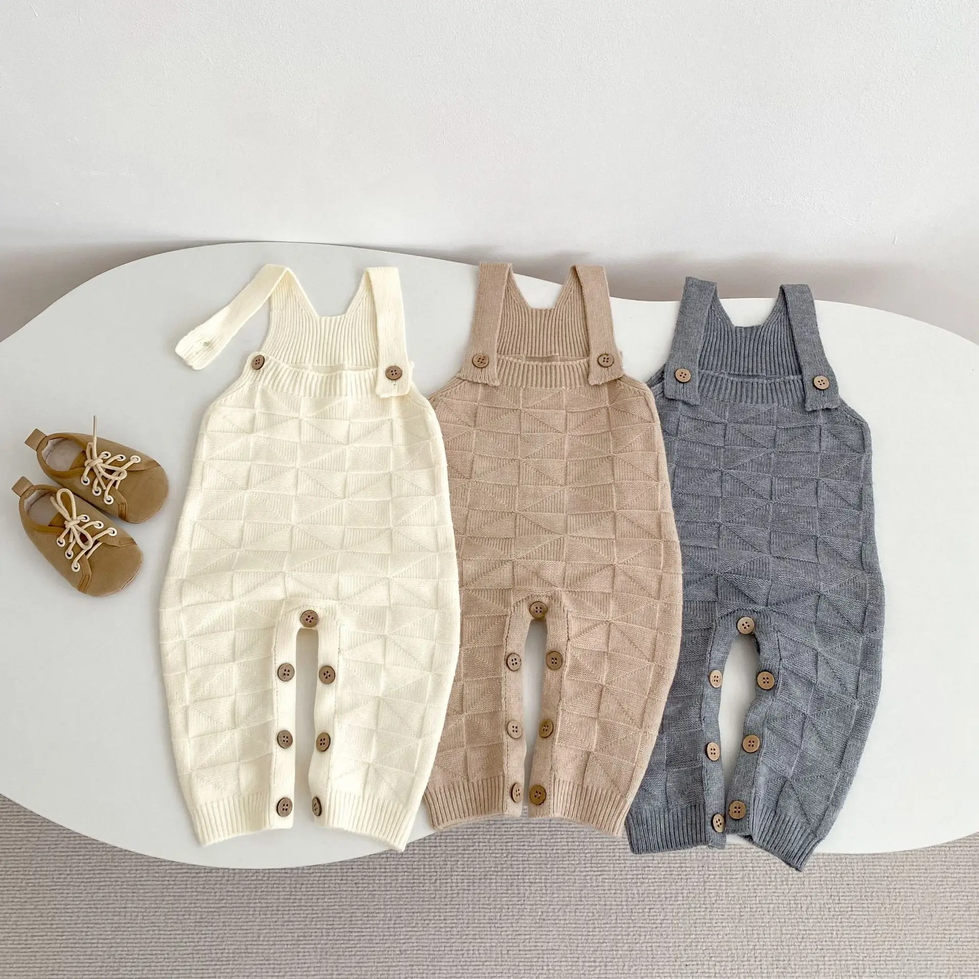 

2025 Spring Fall Baby Romper Korean Style Solid Color Suspenders Knit Pants Boys & Girls Soft Comfortable Outfit 0-24 Months​
