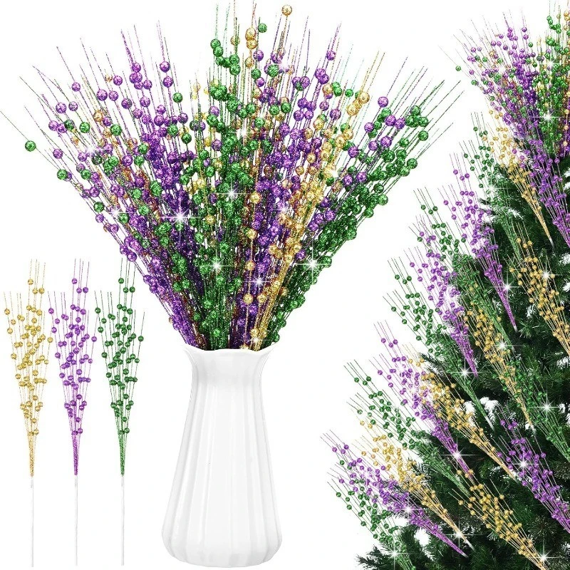 1Pcs Glitter Künstliche Berry Stiele Bouquet Weihnachten Dekoration Für Wohnkultur Neue Jahr Weihnachten Baum Ornamente Vase Zubehör