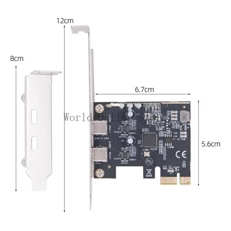 PCIE TO 2 PORT TYPE C USB 3.2 Gen1 5 Гбит / с. Преобразование карты ASM1042 Чип для настольного PCIE, чтобы двойной тип C Card
